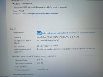 Dell Inspiron - Intel core i5 -8gb ram - Win 7 - bez baterky - 6