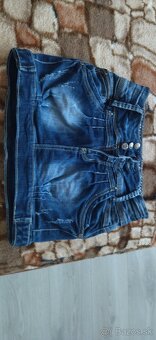 Modrá ryfľova mini sukňa - 6