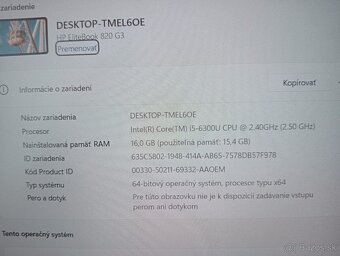 12" HP elitebook 820 g3 - Intel core i5 - 16gb ram - ssd - 6