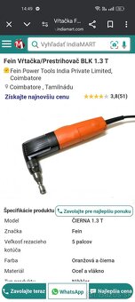 Predám profesionálny strihač plechu Fein BLK 13T - 6