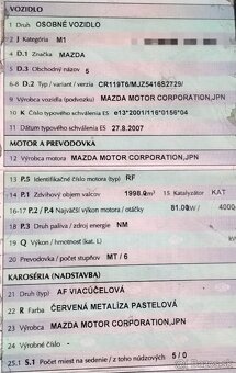 Mazda 5 2.0 Diesel 2007 81kW predám MOTOR RF, DVERE, PREVODO - 6