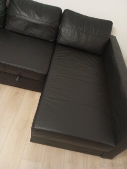 rohová pohovka Ikea Friheten - čierna koženka TOP STAV - 6