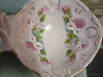 Růžový porcelán, dvojmiska ve tvaru košíku, Chdov - 6