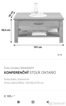 Konferenčný stolík Ontario - stôl hnedý - vintage - 6
