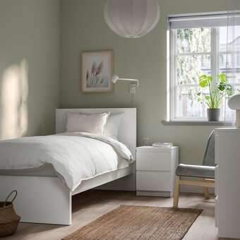 Postel MALM Ikea,farba biela/Leirsund, 90x200 cm - 6