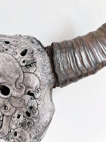 Skull Art – Veľká, ručne vyrezávaná lebka byvola, 74 cm - 6