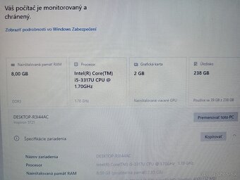 predám notebook Dell Inspiron - Intel core i5 -8gb ram - ssd - 6