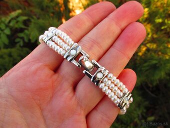 Dámske funkčné strieborné hodinky s riečnymi perlami, Ag 925 - 6