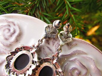 Strieborné náušnice s markazitmi a kameou, Ag 925 - 6