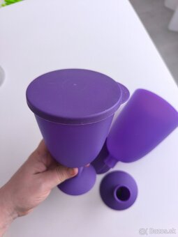 2set fialové Tupperware poháriky na stopke - skladacie - 6