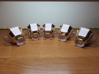 Šapo Empír, růžový porcelán Chodov, šálky s podšálky. - 6