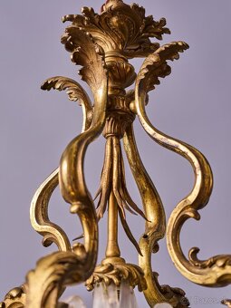 Secesný bronzový luster s kosatcami (iris) - 6