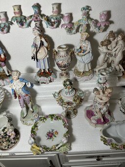 Starožitný porcelán svietnik misa socha - 6