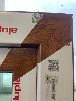 Plastové balkonové dvere 2-krídlové, zlatý dub/biela, nové - 6