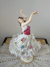 Veľká starožitná porcelánová tanečnica - 6