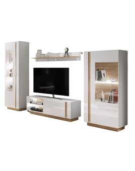 Obývacia stena biely lesk/dub - 6