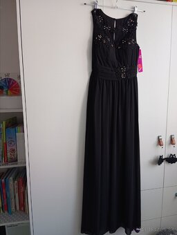 Čierne dlhé spoločenské šaty 36/170cm - 6