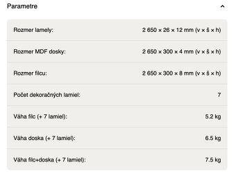 Predam dekoracny lamelovy panel, 2650 × 300 × 4 mm - 6