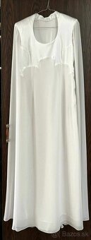 Dlhé spoločenské / svadobné /popolnočné biele šaty zo saténu - 6