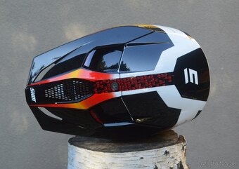 shot enduro biela oranžová červená helma prilba okuliare - 6