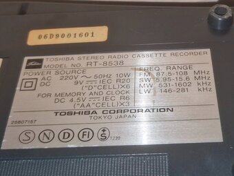 TOSHIBA 2x Kazetový prenosny radiomagnetofon 80te roky - 6