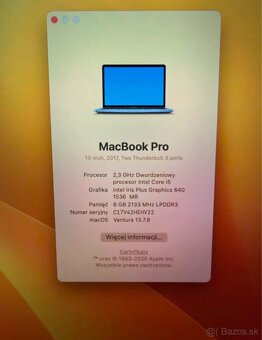 Apple MacBook Pro 13” (2017) – veľmi dobrý stav - 6