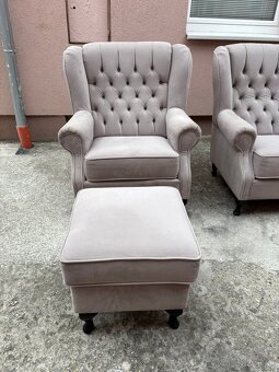 Elegantné kreslá 2ks + taburet - 6