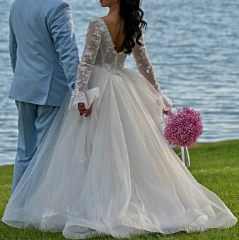 Luxusné svadobné šaty, ručne šité, veľkosť XS - 6