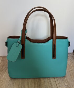 Tyrkysová kožená kabelka - 6