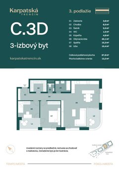 RADO | Rezidencia Karpatská (C.3D), 3i byt 87,8 m2 s loggiou - 6