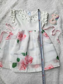 Letné - slávnostné šatky biele s ružami 18mes - 6