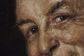 Predám starú olejomalbu na plátne Mních rozmer 55cm x 49cm p - 6