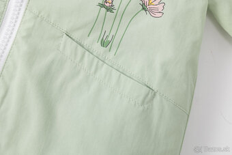 Dievčenská bunda – zelená s kvetinovým motívom - nová - 6