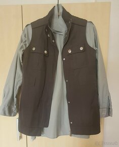 Khaki sako, tmavá khaki vesta - 6