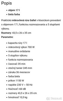 Mikrovlnná rúra Gallet-stav novej - 6