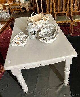 jedalensky stol, masiv, suflik, seda farba, bazar, v 77 cm, - 6