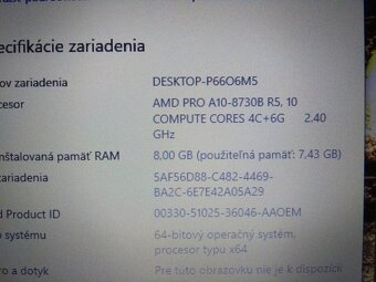 HP elitebook 725 G4 , AMD A10 quad core ,8gb ram ,ssd + hdd - 6