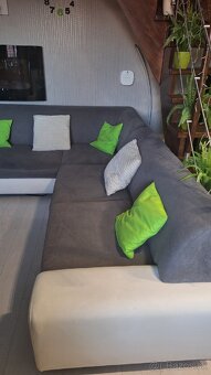 Rohová sedačka biela / sivá - 6