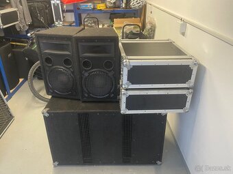 2x satelit 1x subbas, zosilňovače, DBX, Rack - 6