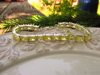 Strieborný náramok so žltými kamienkami, Ag 925 - 6