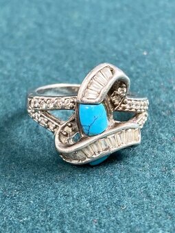 Strieborný dámsky prsteň s tyrkysom - 6