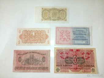 BANKOVKY 1 KČS 1915-1953, 5 RŮZNÝCH EMISÍ - 6
