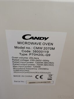 Predám mikrovlnku Candy - 6