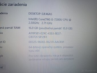rozpredám na diely funkčný notebook Hp 17 - 6