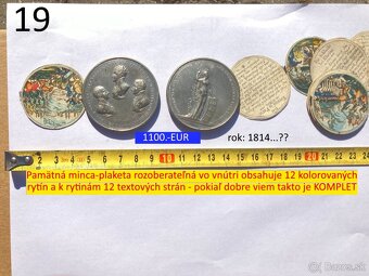Plaketa a mince staré 1600 - 1700 - 1800 - 6