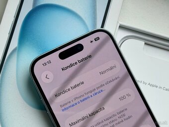 iPhone 15 Blue BATERIE 100% TOP - 6