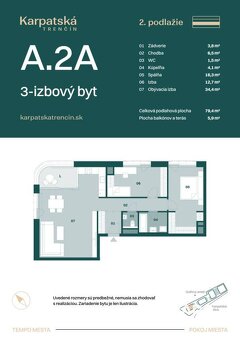 RADO | Rezidencia Karpatská A.2A, 3i byt 79,4m2 s balkónom 5 - 6