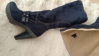 Vysoké zimné čižmy topánky po kolena 37 zateplené - 6