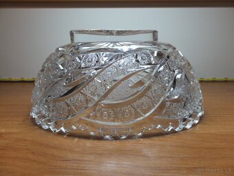 Retro luxusní křišťálová oválná broušená mísa. - 6
