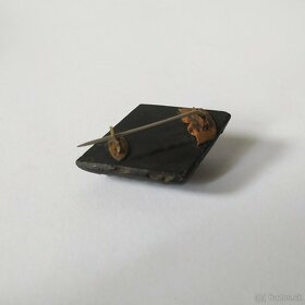 Starožitná viktoriánska brošňa z gagátu (tzv. čierny jantár) - 6